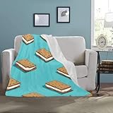 Ice Cream Sandwich Pattern Blanket Soft Cozy Flannel Blanket Fleece Throw Blanket for Women Bed Couch Sofa Chair Travel 40 x 50 Inch