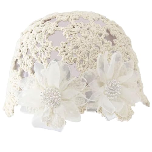 Girls Pullover Hat Handwoven Cap with Flower for Vacations Photo Props Folk Headpiece Handmade Cap Headgear Hat