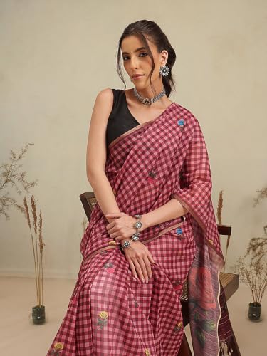 Image of Amazon Brand - Anarva Women's Kalamkari Saree With Blouse Piece