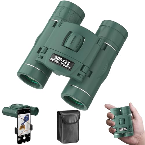 300x25 Compact Waterproof Pocket Binoculars with Phone Adapter