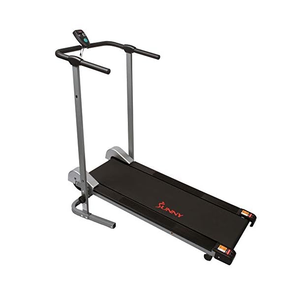Sunny Health & Fitness SF-T1407M Foldable Manual Walking Treadmill, Gray