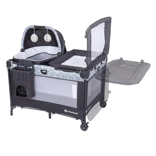 Baby Trend Nursery Den Playard with with Rocking Cradle, Snooze Pod, Flip Over Changer, Pebble Stone Grey - image 6
