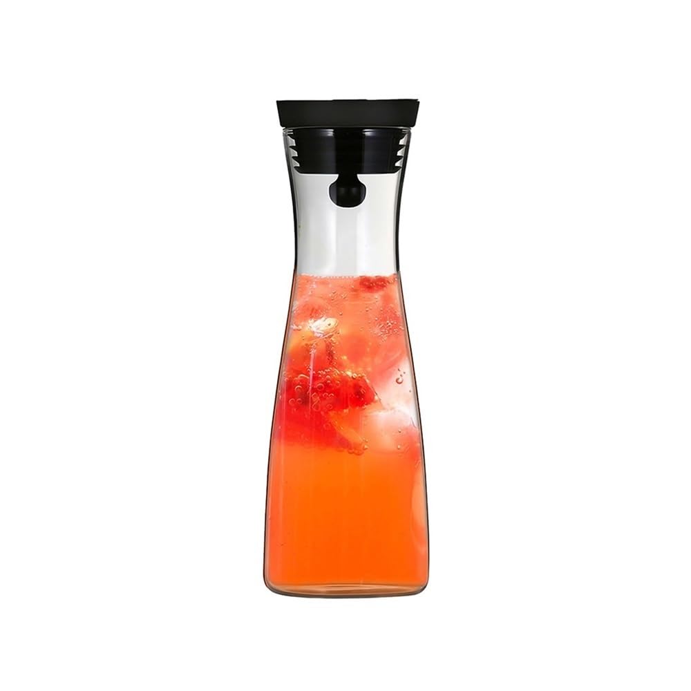 Jarra Agua Jarra de Agua de Gran Capacidad de 1500 ml, Botella de Vidrio con Tapa de Acero Inoxidable, hervidor de Agua for Jugo, Leche, Accesorios de Cocina Jarras Zumos(Negro)