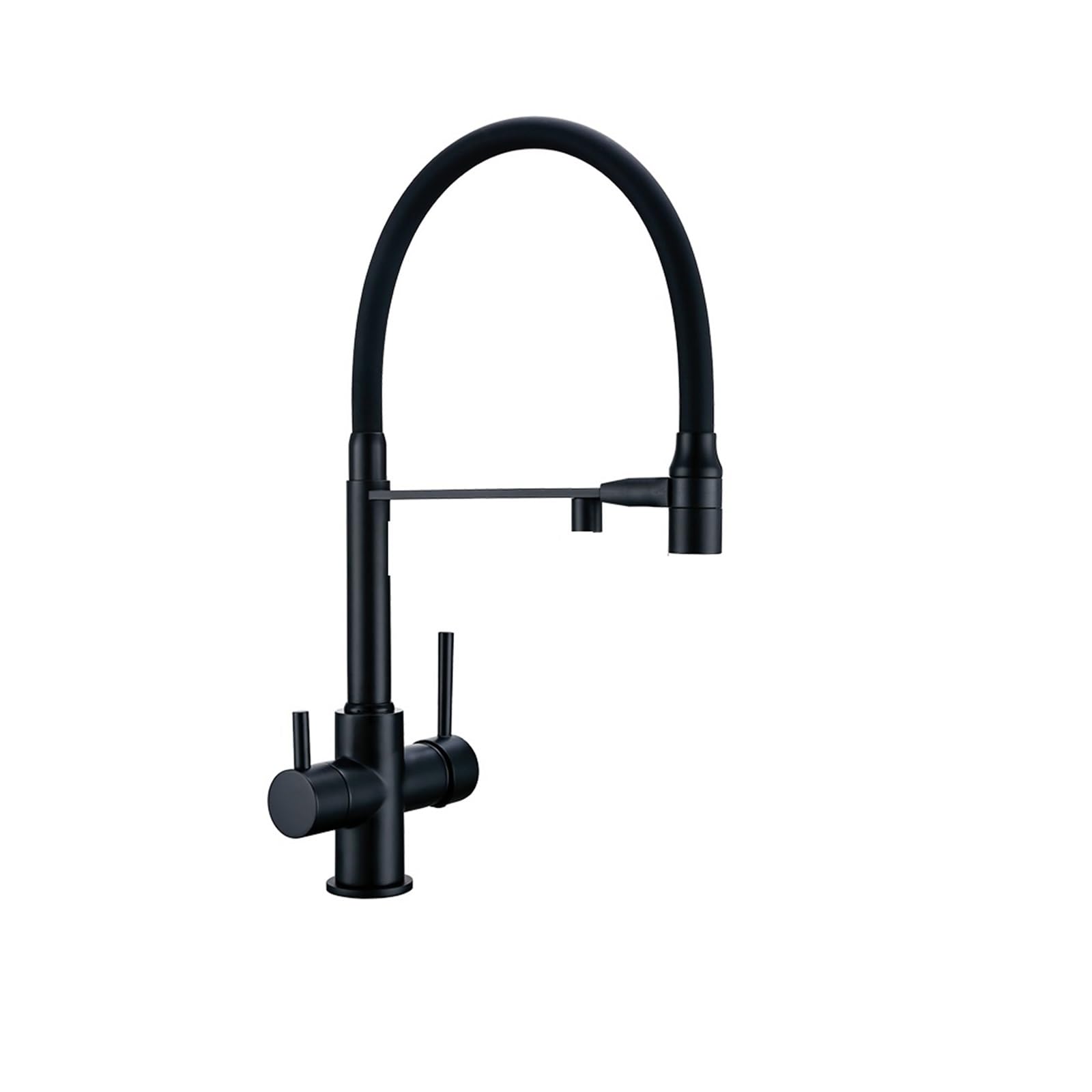 Robinet de cuisine en laiton noir mitigeur monotrou anti-calcaire moderne 01