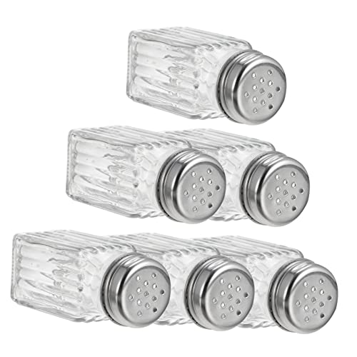 HEALLILY 6Pcs Glass Spice Container Seasoning for Salt Pepper Elegant Kitchen Storage Bottles for Condiments and Dredging for Home Restaurant Use