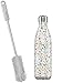 Produktbild CHILLYs Trinkflasche & Isolierflasche Wiesen Dekor Floral Meadow Bottle - Edelstahl Thermos Wasserflasche - Flasche hält 24 Std. kalt & 12 Std. heiß + SCHARFsinnig Flaschenbürste
