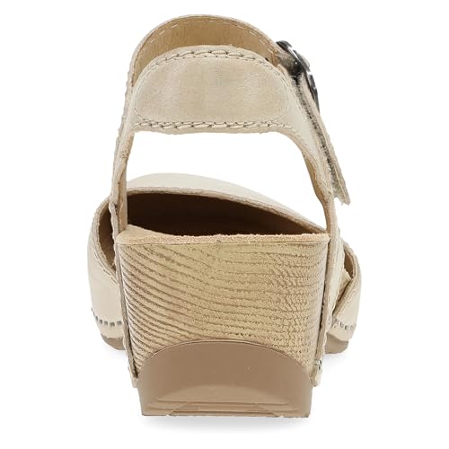 Image of Dansko Tiffani Wedge Sandal for Women - Cushioned, Contoured Footbed for All-Day Comfort and Support - Hook & Loop Strap with Buckle Detail - Lightweight Rubber Outsole