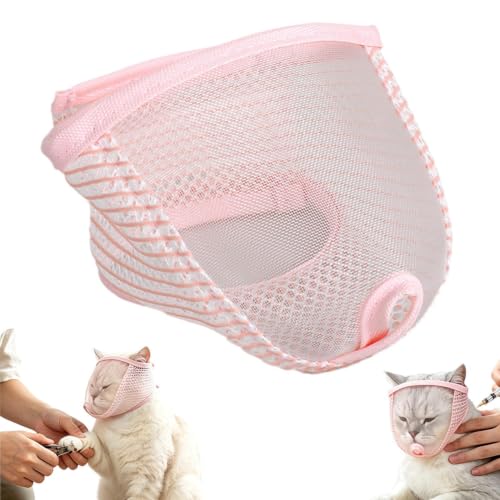 Bozal para gatos evita mordeduras en el baño con correa ajustable cómoda 2