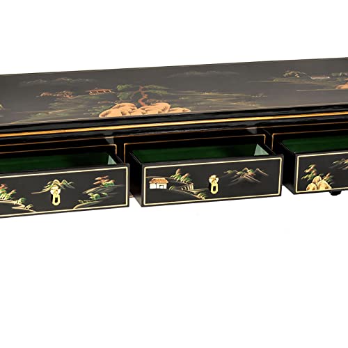 Oriental Furniture Black Lacquer Coffee Landscape Table #TOP5