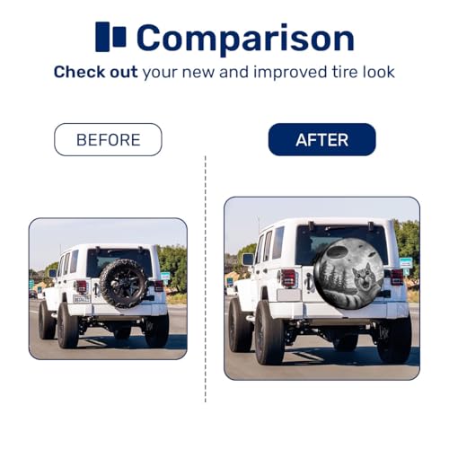 Image of GENANY Crazy Cat Father's Day PVC Spare Tire Cover for RV Trailer, Waterproof, No Camera Hole, Size 14 Fits 24-27 Inch