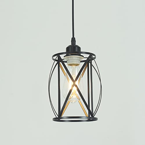 Chao Zan E27 Industriel Vintage Métal Suspensions Cage Noir Retro Plafonnier Luminaire Vintage Plafond Plafonnier Lumiere Lampe Pendentif Lumiere Cage Antique...