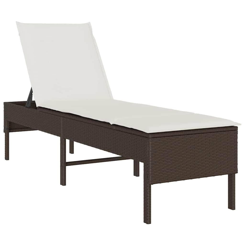 Hothingwell Leżak z brązową poduszką 55x200x44cm rattan PE