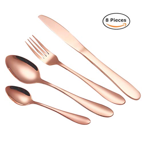 GuDoQi Silverware Flatware Set Stainless Steel Cutlery Set 8 Pieces Utensil Set Service