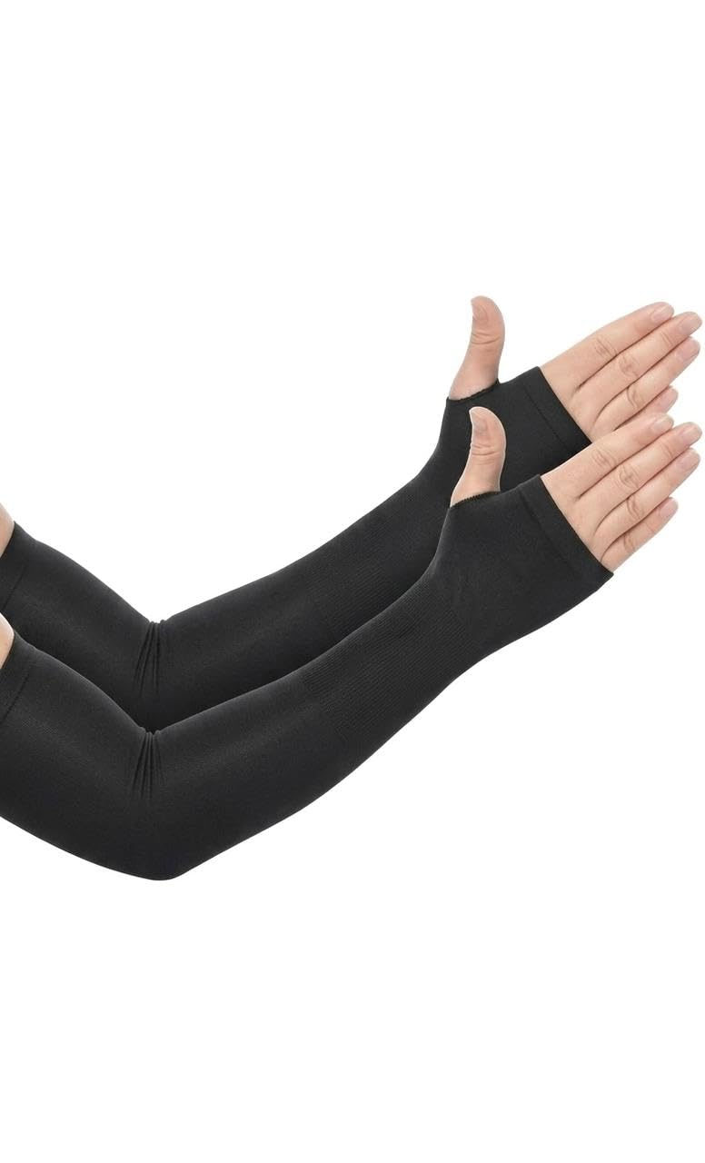 Parkash Store - Summer Heat Protection Arm Sleeves for Men & Women | UV Protection Hand Sleeve For Boys & Girl | Summer Sleeves for Riding,Gym,Cricket & Outdoor Activities -Black -1Pair-image-49