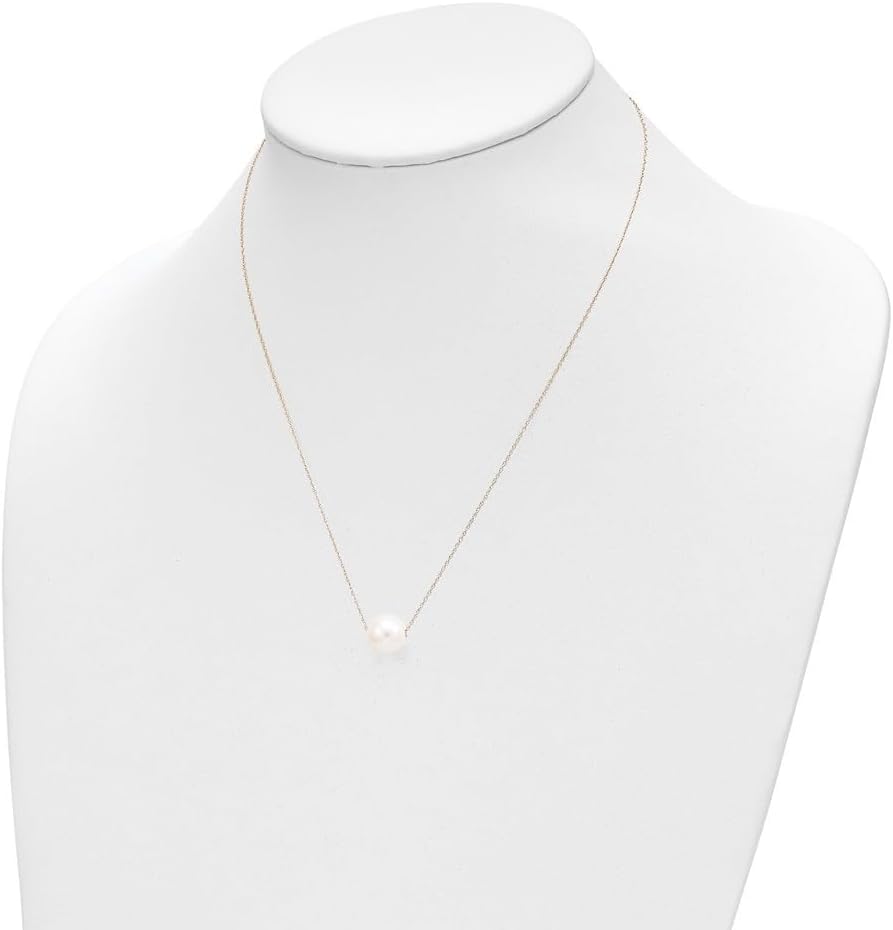 Diamond2Deal 10k Gold 10-11mm Round White Fresh Water Cultured Pearl Rope Necklace 17"