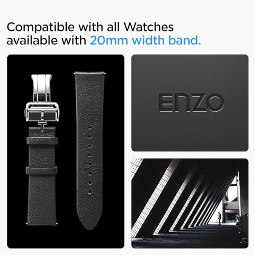 Image of Spigen Enzo Strap Band for Samsung Galaxy Watch7(44mm /40mm), Watch FE(40mm), Watch6 /5 /4(44mm /40mm), Watch6 Classic(47mm /43mm), Watch5 Pro(45mm), Classic Style - Black