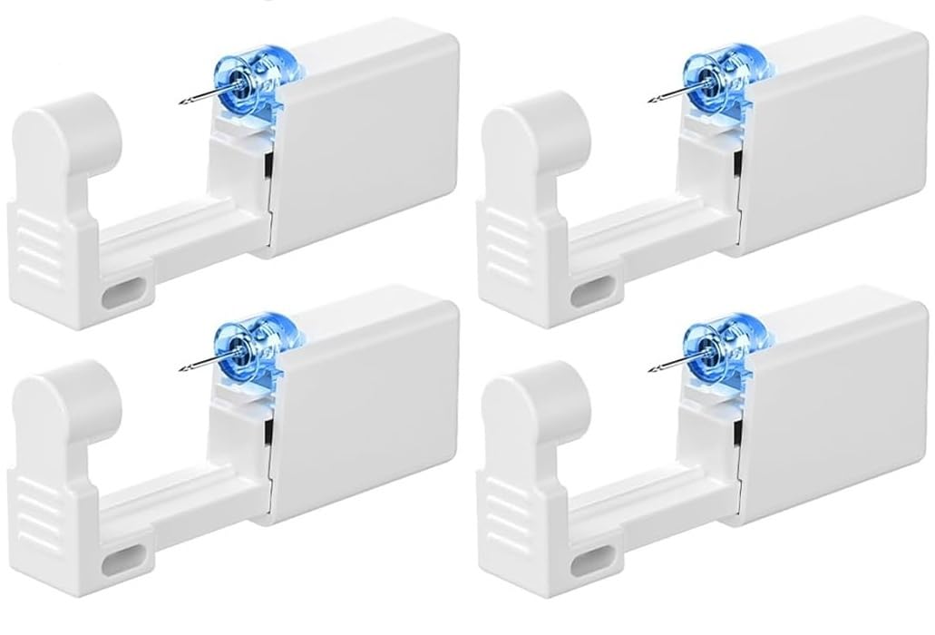 4 Pcs No Pain Self Ear Piercing Disposable Stud Gun Kit (Silver) Pack of 4-image-5