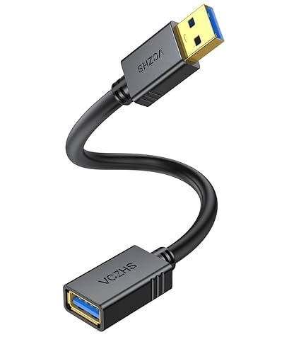 VCZHS Tech USB Extension Cable 1ft, USB 3.0 Extender for High-Speed Data Transfer & Fast Charging, Durable & Flexible for Mouse, Keyboard, Printer, Flash Drive, Webcam, and More
