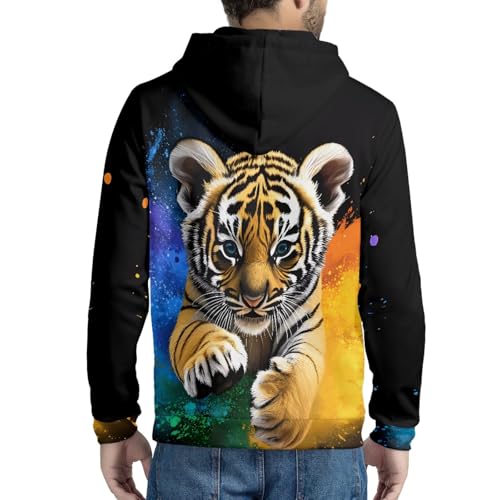 Mens Zip up Hoodie Full-Zip Sweatshirt,3D Galaxy Tiger Print Graphic Hoodies Long Sleeve Jackets4