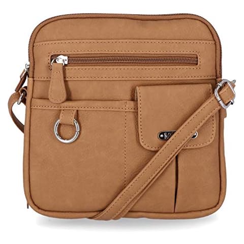 MultiSac Women's North South Mini Zip Around Crossbody Bag Cross Body, Hazelnut, One Size Cover