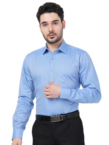 Image of Raymond Men Cotton Slim Fit Structure Pattern Semi Cut Away Collar Formal Shirt