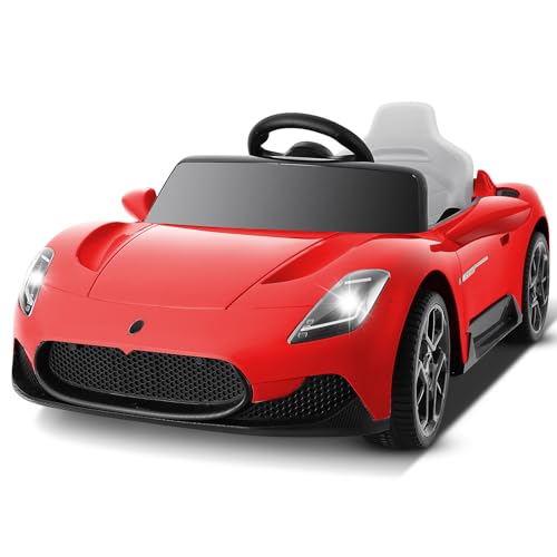 Hikole 12V Kids Ride-On Car with Remote, Lights, Music, Red