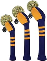Package: 3 Pieces Pack Golf Headcovers. No.1 for Driver, No.3 for Fairways, UT for Hybrids. High Quality: Golf Covers are made of Soft and Thick Acrylic yarn material. Double-layer knitted thick Acrylic Yarn material, protect club head and shaft away...