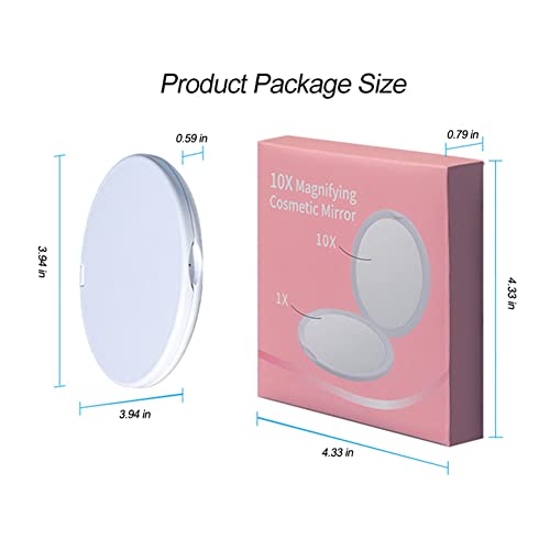 Mokoze Round Compact Mirror, Portable Mirror 1X/10X Magnifying Double-Sided Handheld Mini Mirror For Wallet Pocket Mirror And Travel Makeup Mirror, Essentials Items Women And Girls (White) #TOP5