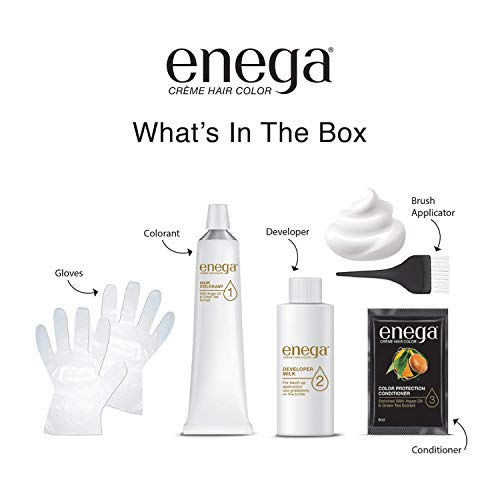 Image of Enega No Ammonia Grey Coverage Long Lasting Creme Hair Color with Argan Oil & Green Tea Extract - Pack of 1(150 ML) (Golden Blonde)