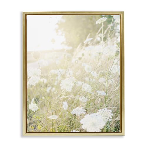 Sunlit Meadow Wildflower Bloom, 16 x 20 Inch Canvas in Floater Frame