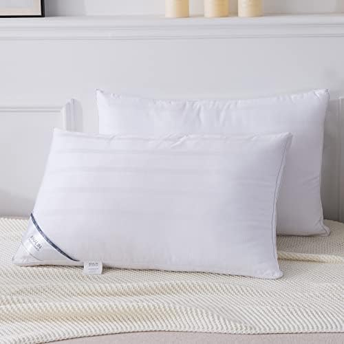 Analin 2 pack pillows for sleeping,400TC cotton cover 5cm Ultra soft ,Just Like Down and Mulberry silk Filling
