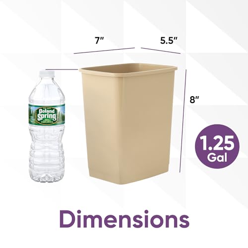 Image of Superio 1.25 Gal Mini Plastic Trash Can, Small Waste Bin for Countertop, Desk, Vanity, Bathroom 5 Quart, Beige