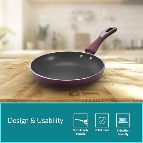 Image of VAYA Hautechef Non-Stick Frypan 24cm, 3-Layer ILAG Swiss Coating, PFOA-Free, Induction Friendly, with Soft-Touch Matching Handle, Color - Maroon