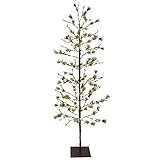 Puleo International 6' Pre-Lit Glitter Artificial Christmas Tree with 240 LED Twinkle Lights and Red Berries
