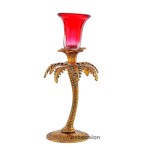 Image of Ascension 22cm High Metal Pillar Candle Holder Stand Ideal for Weddings or Parties as Well as Home Decor Gifts (Multicolour)