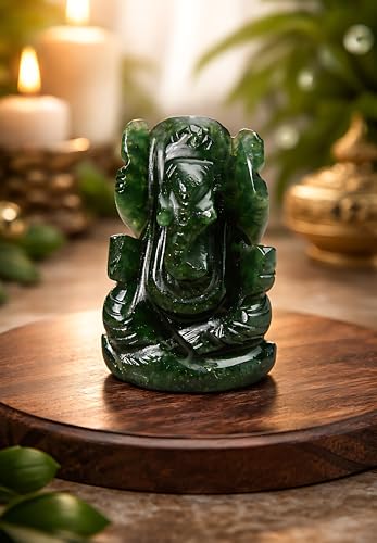 Estatua de Ganesha Natural Piedra Verde Aventurina 1.5 pulg miniatura 5
