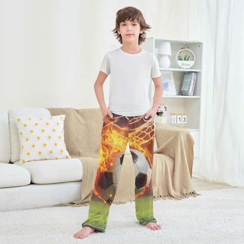 Pajama Pants Soccer Flying with Fire Long Sleep Pants Lounge Bottoms4