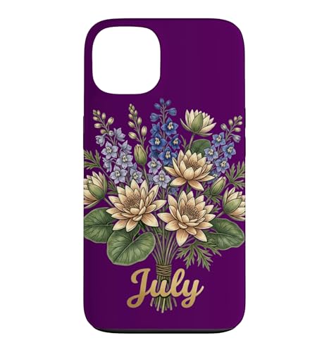 July Birth Flower Larkspur & Water Lily Cute Floral Birthday �X�}�z�P�[�X iPhone 13 �p