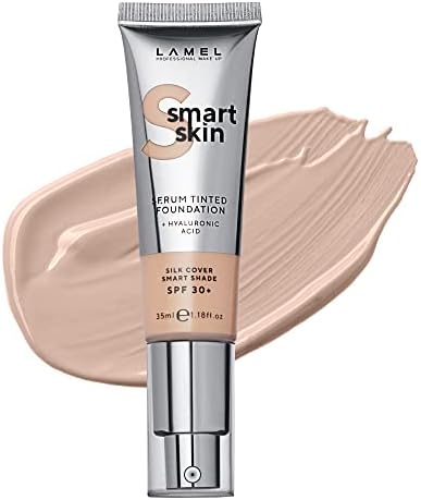 LAMEL Smartskin Serum Tinted Foundation, SPF 30 - Hydrating & Nourishing - Hypoallergenic & Skin-Caring - Color Correcting - Anti-Aging Formula with Hyaluronic Acid, 402-1,18 fl.oz.