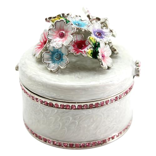 KAHDGSS Versátil pequeño joyero para joyas, elegante diseño de mariposa y flores