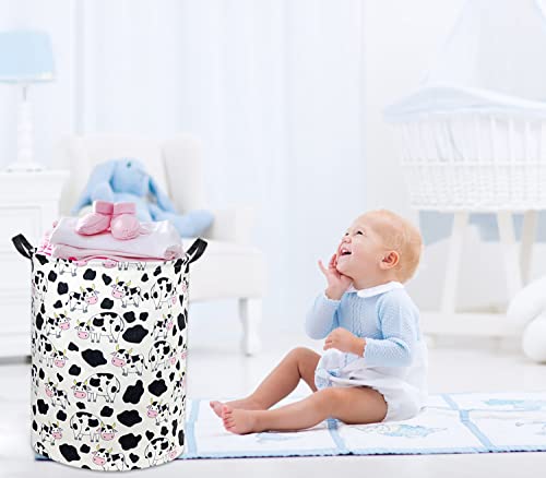 Image of Cow print Laundry Basket Baby Laundry Basket Nursery Hamper Kids Baby Laundry hamper for Boys and Girls Cute Toy Storage Bin Cow Room Decor(Cow)