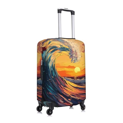 Ocean Waves Elastic Travel Luggage Cover, Washable Spandex Suitcase Protector, Anti-Scratch Fits 18-32 Inch3