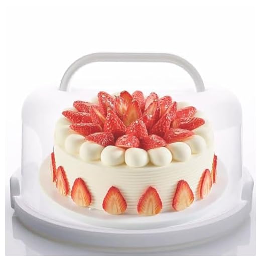 NVAZIOP Large 10 Inch Cake Carrier Keeper Stand with Handles and Lids Container for Transport Cake Holder Tray with Cover Round Cupcake Storage Kitchen Cooking Box Large (White)