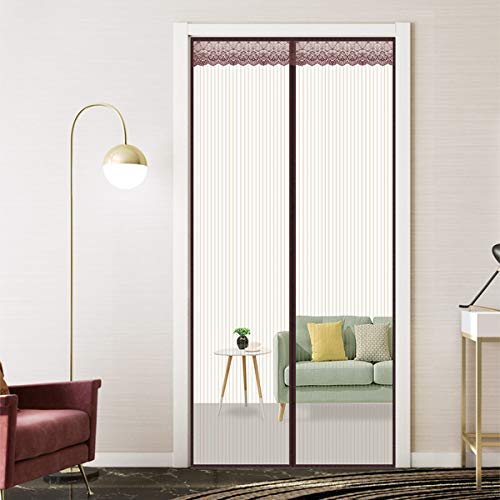 THAIKER Magnet Fliegengitter Tür, 150x200cm(59x79inch) Fliegengitter Balkontür Insektenschutz Ohne Bohren für Balkontür Terrassentür Wohnzimmer, Brown Cover