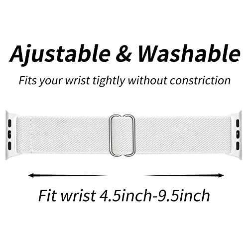 Image of VEMIGON Stretchy Band Compatible with Apple Watch Strap 46mm 45mm 44m 42mm 49mm 41mm 40mm 38mm, Adjustable Nylon Braided Solo Loop for iWatch Series 11 10 9 8 7 6 5 4 3 2 1 SE3 SE2 SE Ultra (No Watch)