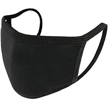 LOFBAZ Cotton Cloth Face Mask with Filter Pocket Washable Reusable Black - Pack of 10, Adult Medium