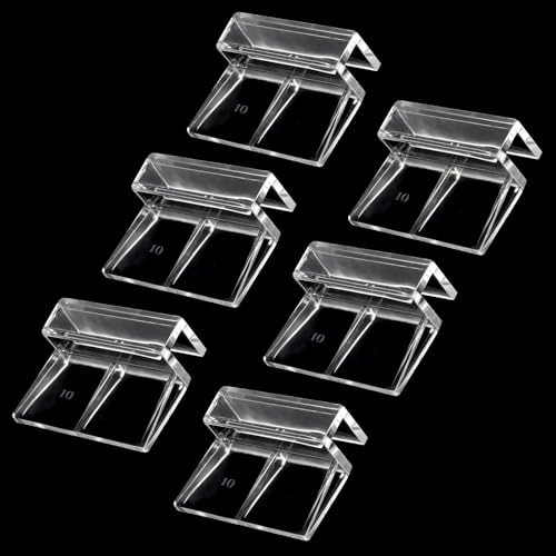 Image of Sliverdew 6 PCS Aquarium Lid Clips, 10 mm Clear Acrylic Fish Tank Lid Holder Aquarium Hoods Support Clamps for Rimless Fish Tank Glass Top - for Thickness 10mm