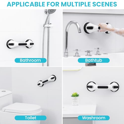 Image of TAILI Shower Grab Bar, 12 Inch Bath Handle for Bathtubs and Showers for Elderly, Suction Grab Bars for Seniors Bathroom Safety Handle for Elderly, No Drilling Removable, Black