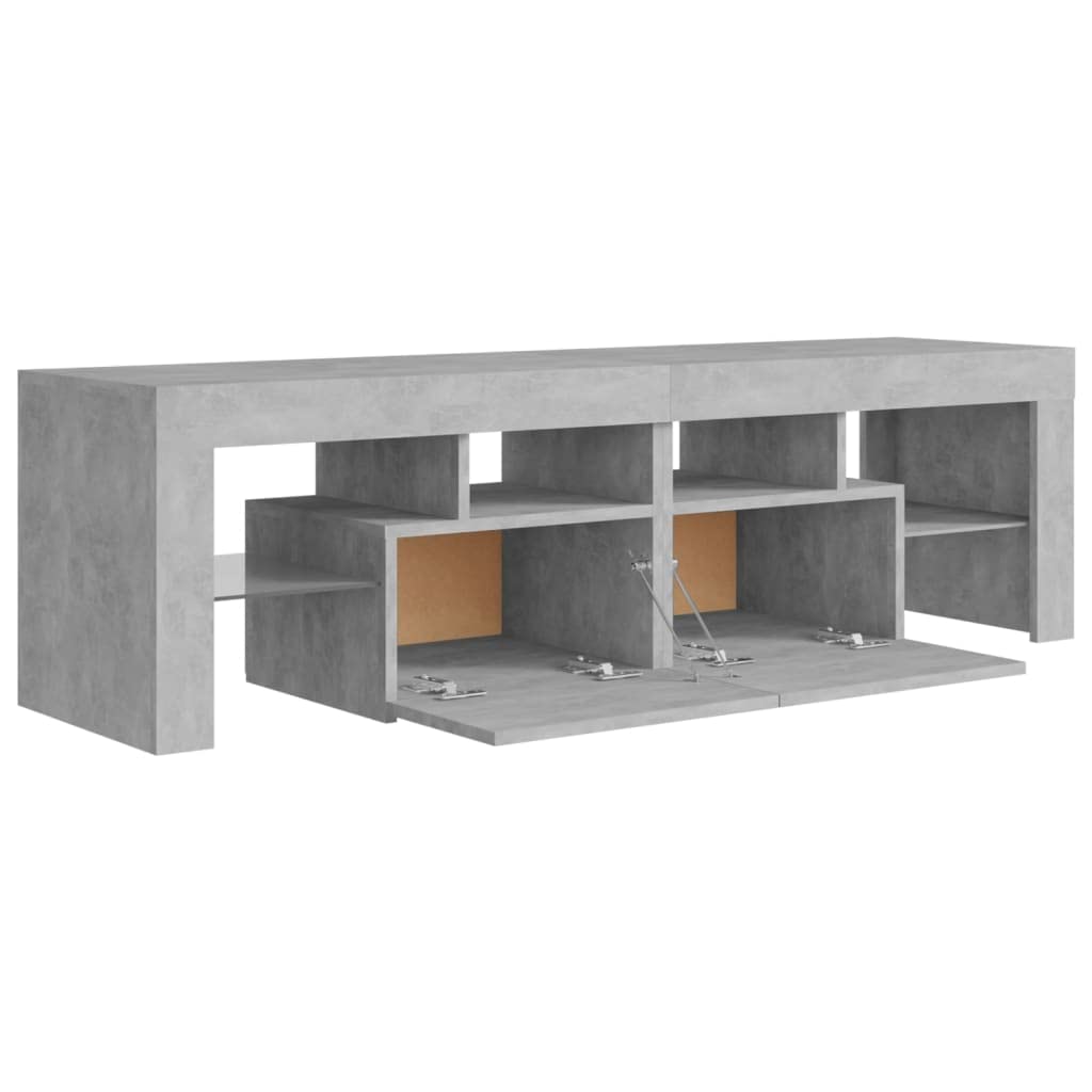 vidaXL Mueble para TV con Luces LED Soporte Armario Aparador Estante Salón Sala de Estar Decoración Entretenimiento Gris Hormigón 140x35x40 cm