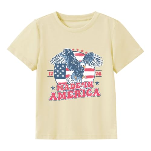 Image of Kids 4th of July Shirt USA Flag Clothes Toddler Boys Girls Children Patriotic Tee Tops 1-7 Years
